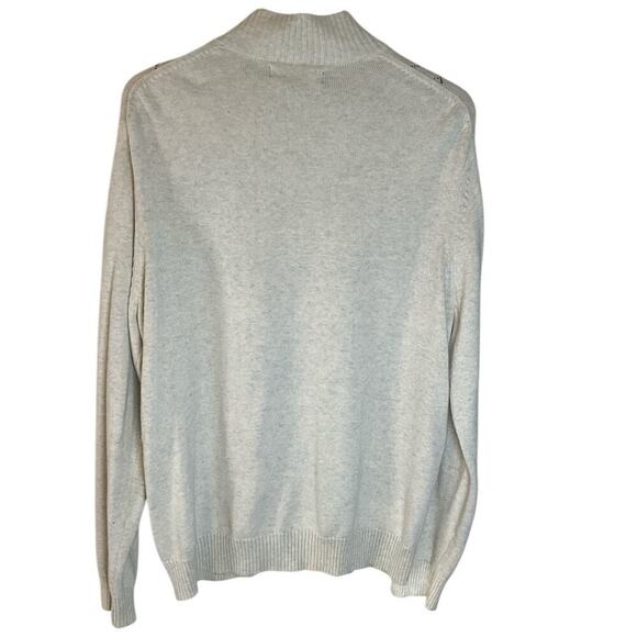 Tasso Ella 100% Cotton Full Zip Knit Cardigan Sweater Mens Tan/Blue Mock Collar - Picture 2 of 8